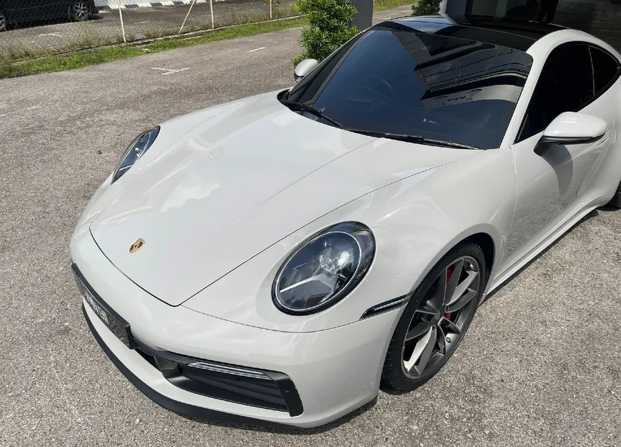 White sports car after paint protection film